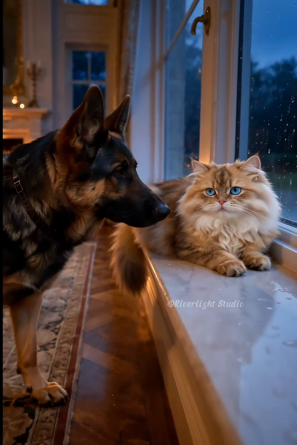 Preview from 00:06.8 — Pixel and Mist at the rainy window, Riverlight Studio, preview only