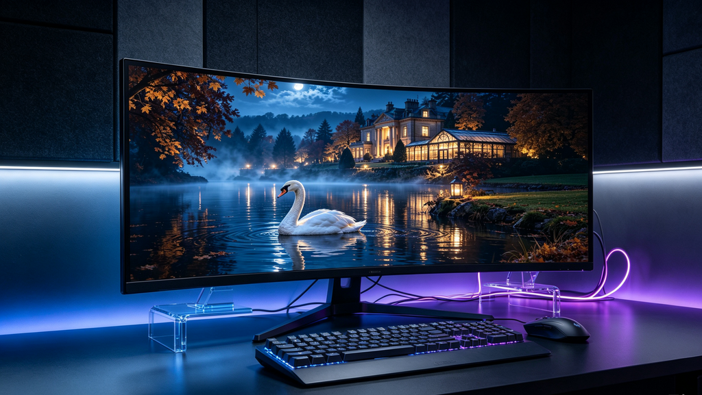 Riverlight Studio Swan Moonlit Manor wallpaper mockup