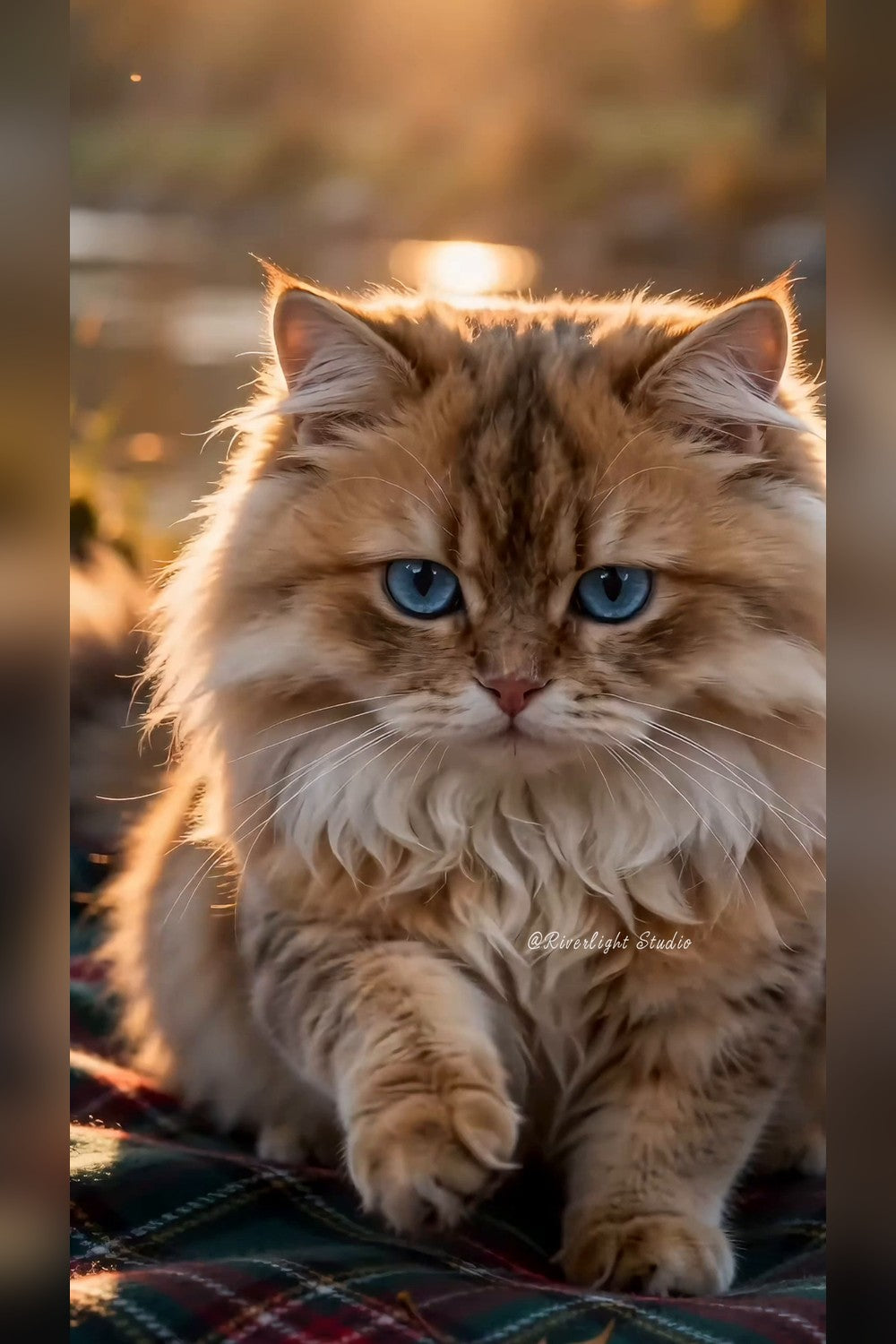 Mist's blue eyes in warm Scottish autumn sunlight