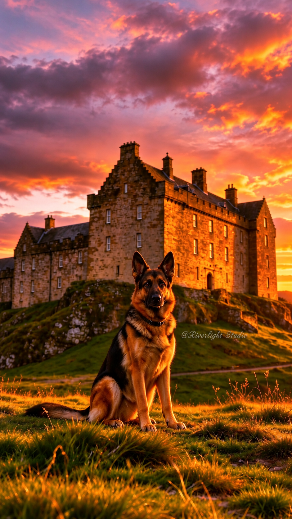 Pixel — Castle Guardian | Sunset Phone Wallpaper — subtle signature preview